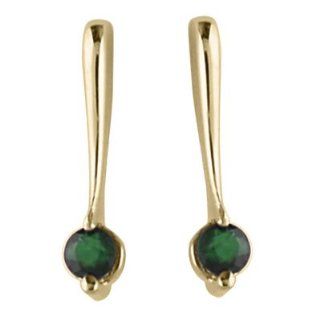14K Yellow Gold Emerald Drop Earrings: Jewelry