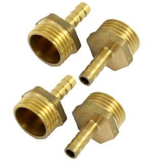5 Pcs Brass 1/2" PT Thread 4mm Air Water Fuel Hose Barb Fitting Adapter: Home Improvement
