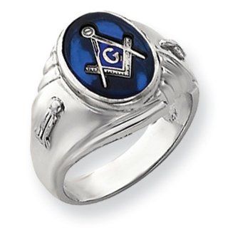 14k White Gold Mens Masonic Ring   Size 10   JewelryWeb: Jewelry