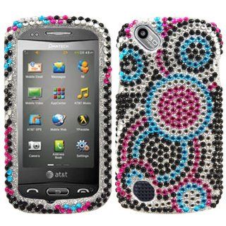Pink Blue Bubble Full Diamond Bling Snap on Design Case Faceplate for Pantech Laser P9050/ At&t + Screen Protector Film Cell Phones & Accessories