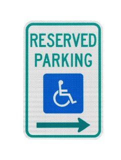 Elderlee, Inc. 9112.78003 Handicapped Parking Sign, Reserved Parking with Right Arrow  12 x 18 Inch 3M High Intensity Reflective Sheeting, 3 Pack