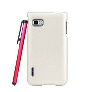 White Hard Protector Cover Case + ManiaGear Screen Protector & Stylus Pen for LG Optimus F3 P659/MS659: Cell Phones & Accessories