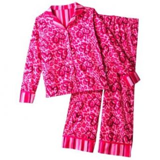 SO Girls' Heart Animal Cotton Comfy Pink Pajama Set, Size 6: Clothing