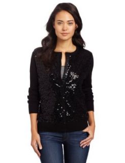 Alfred Dunner Women's Sequin Front Cardigan, Black, Small at  Womens Clothing store