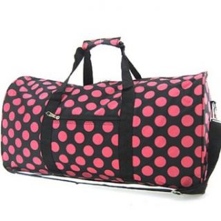 Large 22" Pink Black Polka Dot Duffle Dance Cheer Gym Pageant School Travel Bag: Clothing