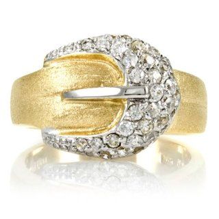 Madge's Gold Plated Pave CZ Buckle Ring Birthday Jewelry