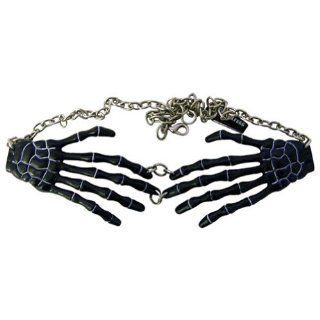 Kreepsville 666 Skeleton Bone Hand Necklace Black: Pendant Necklaces: Jewelry