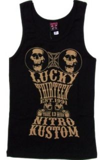 Lucky 13 Womens NITRO KUSTOM Boybeater Tank Top Shirt   Black L: Clothing