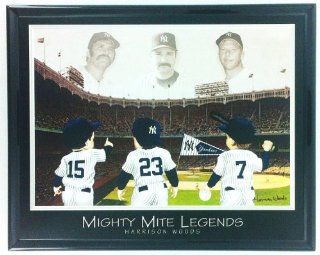 MLB Framed Baseball NY Yankee Mickey Mantle Thrumon Munson Mattingly Print Wall Art F6628A  