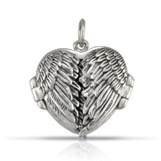 Sterling Silver 925 Locket Heart Love Angel Wings Guardian Charm Pendant White: Everything Else