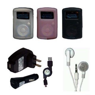 Sansa Clip 7 items bundle: Black Skin case + Clear Skin case + Pink Skin case + usb car charger + usb wall charger + usb retractable sync cable + headphone: Cell Phones & Accessories