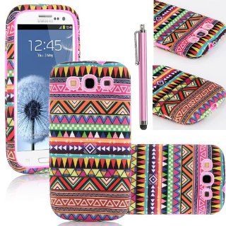 Pandamimi ULAK 3in1 Hybrid High bumper Hard Aztec Tribal Pattern + Soft Silicone Case Cover For Samsung Galaxy S3 SIII i9300 (Fit;GT I9300/SGH I747/SPH L710/SGH T999/SCH I535)W/Screen Protector+Stylus (Pink+Pink): Cell Phones & Accessories