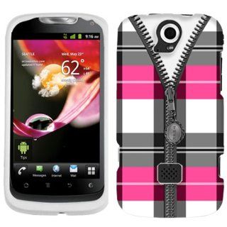 Huawei T Mobile MyTouch Q Pink Plaid Zipper Phone Case Cover: Cell Phones & Accessories