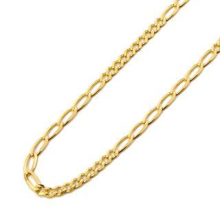 14K Yellow Gold 3.2mm 10+1 Figaro Chain Necklace with Lobster Claw Clasp   16" Inches: The World Jewelry Center: Jewelry