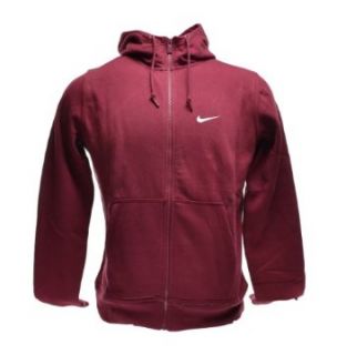 Nike Classic Club Swoosh Fleece Hoodie Full Zip Men's Sweatshirt Burgundy 611456 677 (Size 2X)  Athletic Warm Up And Track Jackets  Clothing