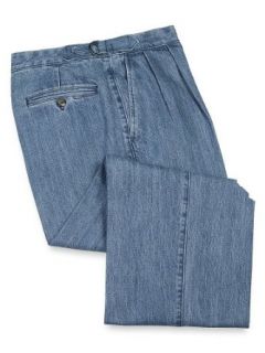 Paul Fredrick Men's Cotton Denim Pleated D Ring Pants Indigo 33 at  Mens Clothing store: Jeans