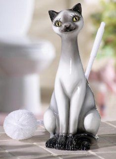 Siamese Cat Bathroom Toilet Brush Holder: Kitchen & Dining