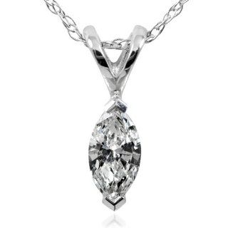 1/4 Carat TDW Marquise Diamond Pendant in 14k White Gold: Diamond Me: Jewelry