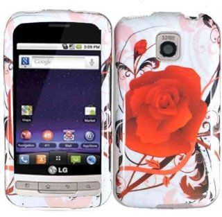 Hard Rosy Rose Shell Case Cover Accessory for LG Optimus M MS690 with Free Gift Aplus Pouch: Cell Phones & Accessories