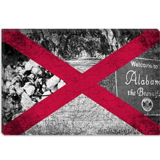 iCanvasArt Alabama Flag, Welcome Sign, Vintage Map, Cotton