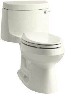 KOHLER K 3828 RA 96 Cimarron Comfort Height One Piece Elongated 1.28 GPF Toilet with Aqua Piston Flush Technology and Right Hand Trip Lever, Biscuit   Two Piece Toilets  