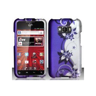 4 Items Combo For LG Optimus Elite LS696 (Sprint) Purple Silver Vines 2D Design Snap On Hard Case Protector Cover + Car Charger + Free Stylus Pen + Free 3.5mm Stereo Earphone Headsets: Cell Phones & Accessories