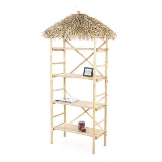 Bamboo54 Natural Bamboo 3 Tier Shelf with Palapa Roof
