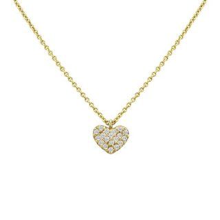 Meira T Yellow Gold and Diamond Pave Heart Necklace: Chain Necklaces: Jewelry