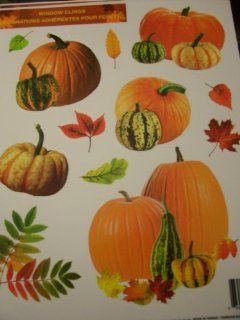 Fall Harvest Clings Window Clings ~ Pumpkins, Gords, Fall Leaves (12 Clings): Toys & Games