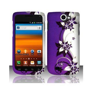 Purple Silver Flower Hard Cover Case for Samsung Galaxy Exhibit 4G SGH T679 Cell Phones & Accessories