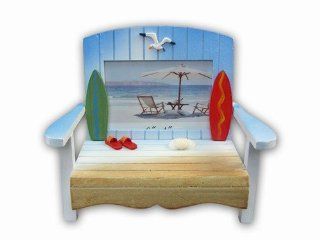 Nautical Real Natural Wood Standard Size 3.5" x 5" Surfboard Beach Chair Photo Frame: Toys & Games