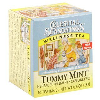 Celestial Seasonings Wellness Tea Tummy Mint, Tea Bags, 0.6 Ounce 10 Count Box(Pack of 10) : Herbal Remedy Teas : Grocery & Gourmet Food