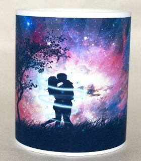 Valentine's Day, Couple Love On Pink Coffee Mug Collectible Novelty 11 Oz Nice Valentine Inspirational and Motivational Souvenir: Kitchen & Dining