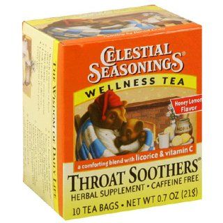 Celestial Seasonings Throat Soothers, Tea Bags, 10 Count Boxes (Pack of 10) : Herbal Remedy Teas : Grocery & Gourmet Food