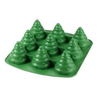 Wilton Mini Christmas Tree Cake Pan   Stand Up   Silicone: Muffin Pans: Kitchen & Dining