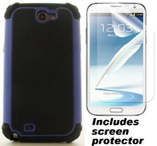 Black Blue Defender Commuter Style Cover Case & Screen Protector for Samsung Galaxy Note 2 II: Cell Phones & Accessories