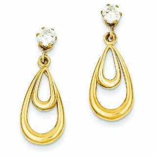 14K Gold Yellow Gold Polished w/CZ Stud Earring Jackets: Jewelry