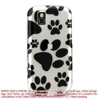 White with Black Dog Paw Prints Design Snap On Cover Hard Case Cell Phone Protector for LG GD710 GD 710 Shine II: Cell Phones & Accessories