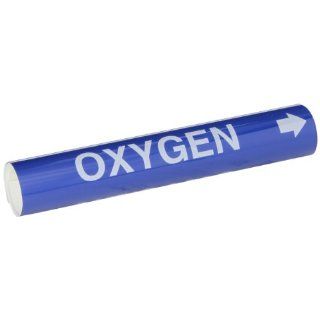 Brady 5734 I High Performance   Wrap Around Pipe Marker, B 689, White On Blue Pvf Over Laminated Polyester, Legend "Oxygen": Industrial Pipe Markers: Industrial & Scientific