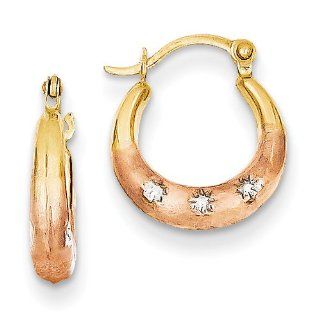 14k rhodium plated Yellow Gold Tri color Madi K Flower Hoop Earrings: Vishal Jewelry: Jewelry