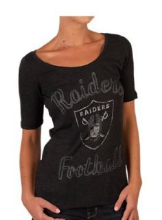 Junk Food NFL Oakland Raiders Football Charcoal Wash Baggy Juniors T Shirt Tee: Clothing