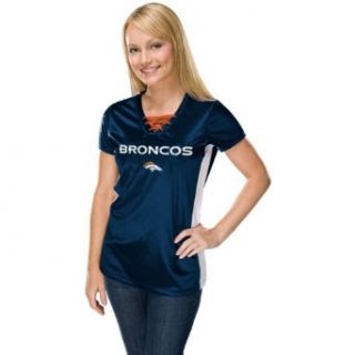 Denver Broncos Women's Draft Me IV Navy Short Sleeve Top : Sports Fan T Shirts : Sports & Outdoors
