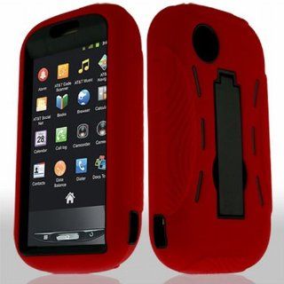 Artisan Deco Store Red Hybrid Duo Shield Tough Armor Case with Stand and SureGrip Skin Cover, Screen Protector and MyDroid Magnet for Straight Talk ZTE Merit Android: Cell Phones & Accessories
