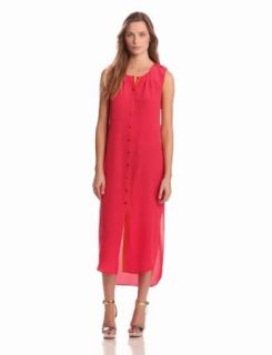 Twelfth Street by Cynthia Vincent Women's Maxi Shirt Dress, Watermelon/Orange, Medium at  Womens Clothing store