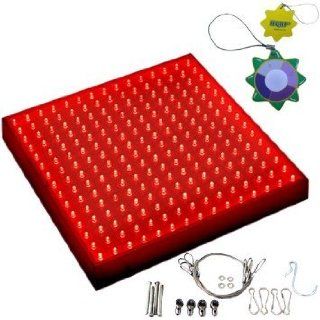 HQRP New 12" Square LED Grow Light System 225 Red LED 14W + Hanging Kit + HQRP UV Meter  Led Household Light Bulbs  Patio, Lawn & Garden