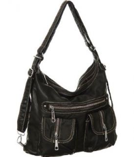 Black ''Multi Pocketed'' Backpack Convertible Tote: Shoes