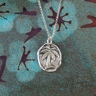 Wax Insignia Brass Silver Plated Wax Seal Charm Pendant Palm Tree 