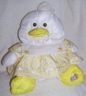 1987 Vintage Fisher Price Puffalumps 13" Duck Puffalump in Yellow and White Striped Dress: Toys & Games