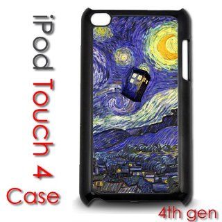 IPod Touch 4 4th gen Touch Plastic Case   Dr Who Tardis Starry Night Painting : MP3 Players & Accessories