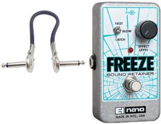 Electro Harmonix Freeze Sound Retainer Compression Guitar Effects Pedal with a 6 Inch Metal 1/4 to 1/4 Cable Musical Instruments